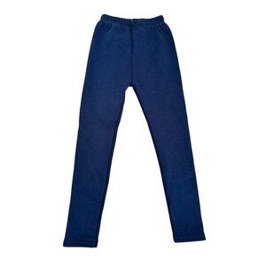 Fleece-Lined Navy Blue Kids Leggings Size 120 By Kitty Swan